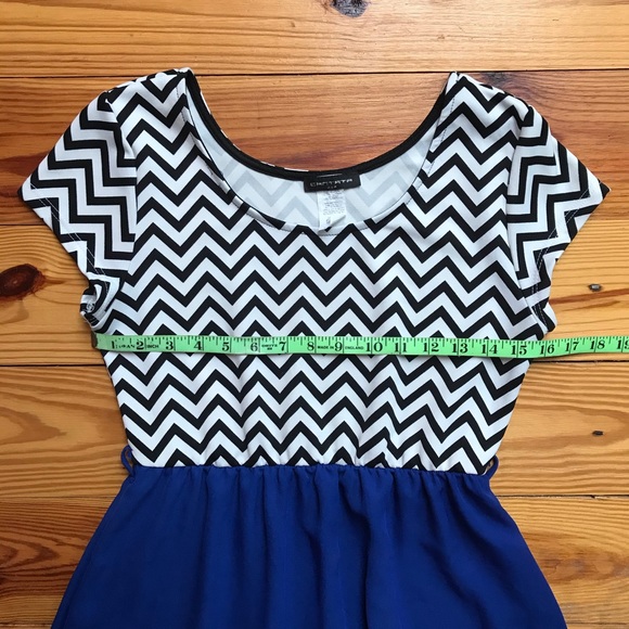 🌸5/$30🌸 Cantata Blue Black White Zig-Zag Dress, EUC - Picture 5 of 13
